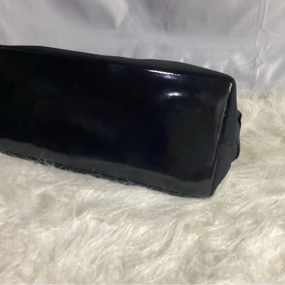 SOLD……..Salvatore Ferragamo Small Black Canvas Patent Leather Shoulder Bag VGUC - Picture 7 of 11